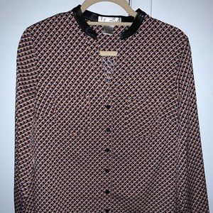 EUC $48 WD*NY Geo Print Button-Front Blouse, Sz S